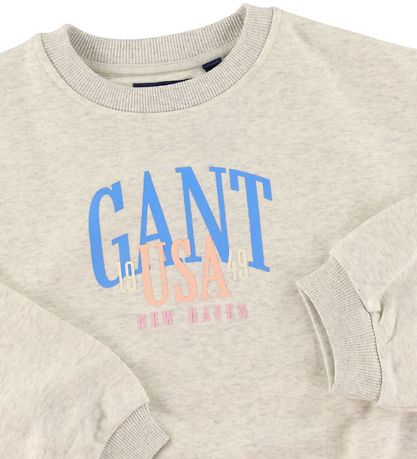 GANT Sweatshirt - C-Neck - Rubber Grey Melange