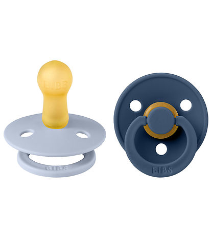 BIBS Colour Pacifiers - 2-Pack - Size 2 - Round - Dusty Blue/Ste