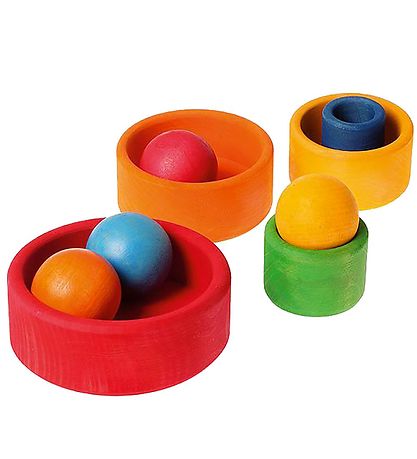 Grimms Wooden Toy - Stacking bowls - 5 Parts - Red