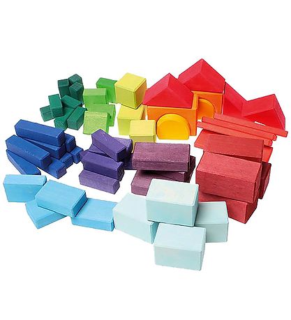 Grimms Wooden Toy - Stacking Blocks - 60 Parts - Multicolour