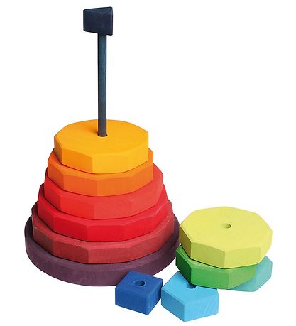 Grimms Wooden Toy - Stacking Tower - 12 Parts - Multicolour