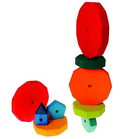 Grimms Wooden Toy - Stacking Tower - 12 Parts - Multicolour