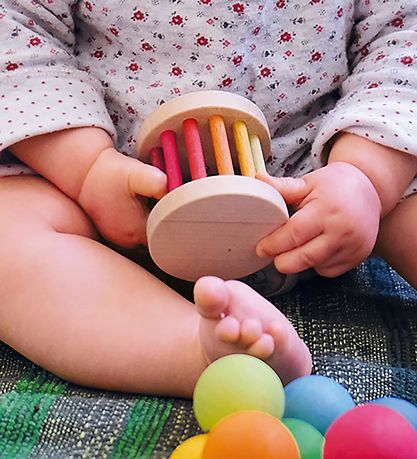 Grimms Wooden Toy - Mini Rattle - Multicolour