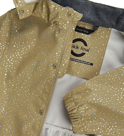 Mikk-Line Rainwear w. Suspenders - PU - Olive Gray w. Glitter