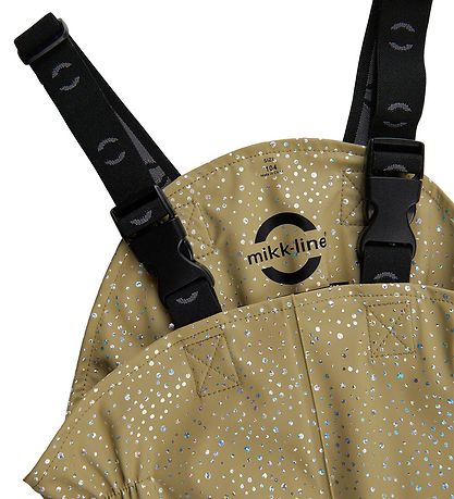 Mikk-Line Rainwear w. Suspenders - PU - Olive Gray w. Glitter