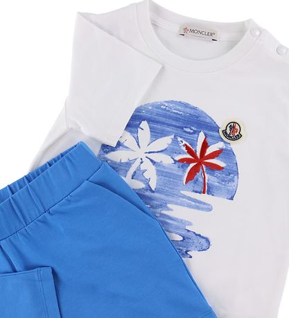 Moncler T-shirt/Shorts - Blue/White w. Print