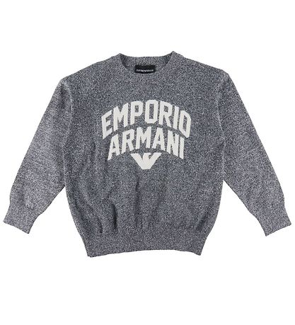 Emporio Armani Bluse - Strick - Navy/Weiß Meliert m. Text