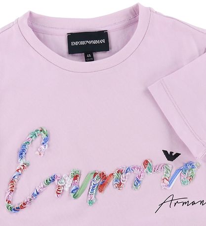 Emporio Armani Stuttermabolur - Ljós fjólublátt M. Útsaumur