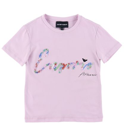 Emporio Armani Stuttermabolur - Ljós fjólublátt M. Útsaumur