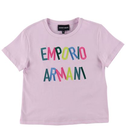 Emporio Armani Stuttermabolur - Ljós fjólublátt M. Útsaumur