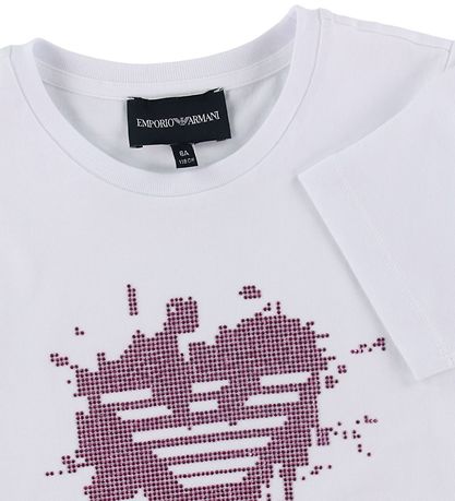 Emporio Armani T-shirt - White w. Pink/Rhinestone