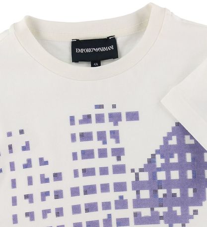 Emporio Armani Stuttermabolur - Hvítur M. Fjólublátt