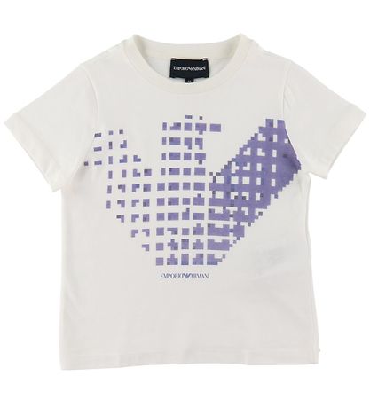 Emporio Armani Stuttermabolur - Hvítur M. Fjólublátt