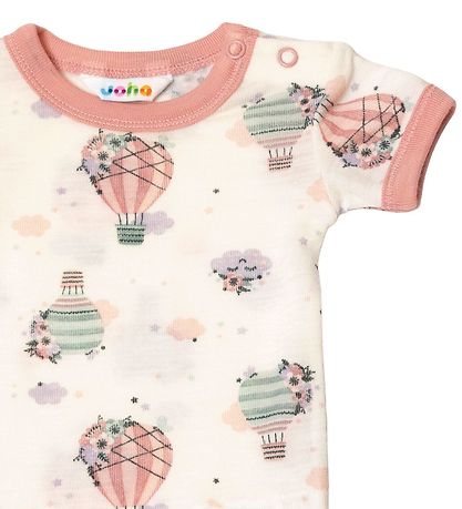 Joha Bodysuit s/s - Wool - White w. Print