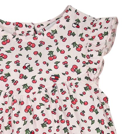 Tommy Hilfiger Kjóll - Cherry - Dauft Bleikt Cherry All-Over