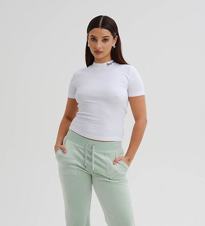Juicy Couture Stuttermabolur - Skola Rib - Hvítt