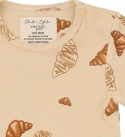 VACVAC Bodysuit s/s - Rib - Kurt - BIG Croissant - Beige