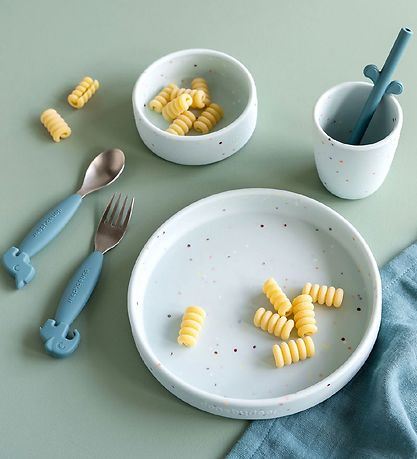 Done by Deer Dinner Set - Silicone - 3 Parts - Confetti Blue