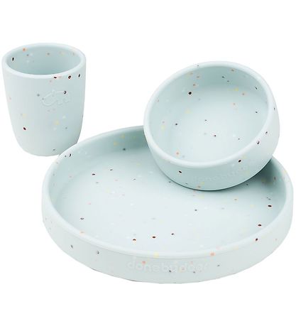 Done by Deer Dinner Set - Silicone - 3 Parts - Confetti Blue