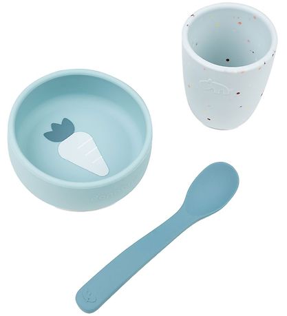 Done by Deer Set de Vaisselle - Silicone - 3 Parties - Bleu