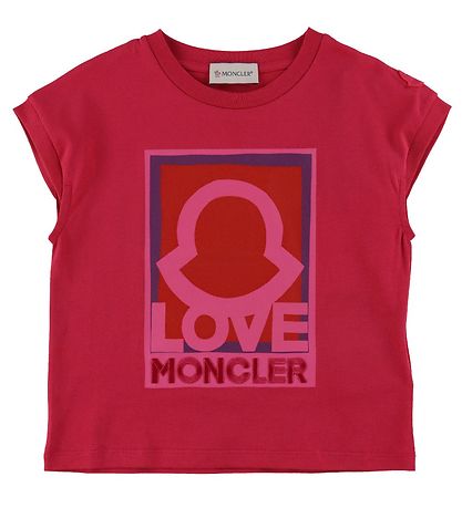 Moncler Stuttermabolur - Fuchsia M. Lógó
