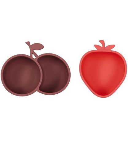 OYOY Snack bowls - 2-Pack - Silicone - Strawberry & Cherry - Che