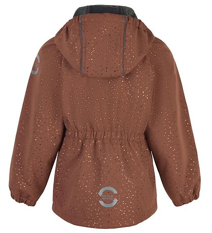 Mikk-Line Softshell Jacket w. Fleece - Recycled - Russet w. Dots