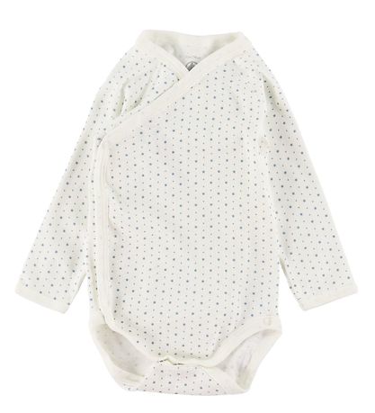 Petit Bateau Romper l/s - 3-pack - Blauw/Wit