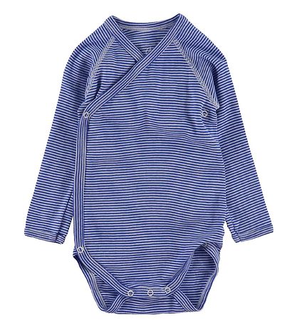Petit Bateau Romper l/s - 3-pack - Blauw/Wit