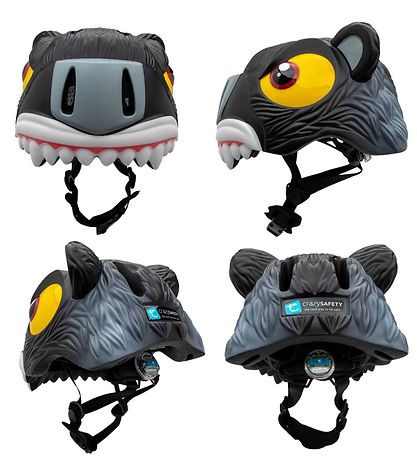 Crazy Safety Bicycle Helmet w. Light - Panther - Black