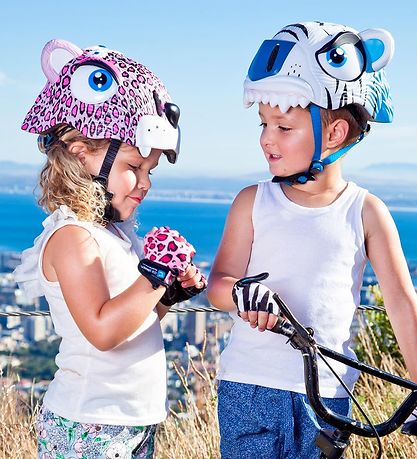 Crazy Safety Fietshelm m. Licht - Tijger - Wit