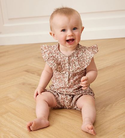 Bruuns Bazaar Summer Romper - Daryna - Beige w. Flowers