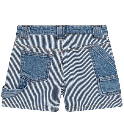 Blue and white striped denim shorts hotsell
