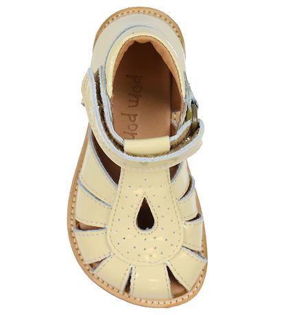 Pom Pom Sandals - Rub Sole - Light Yellow Patent