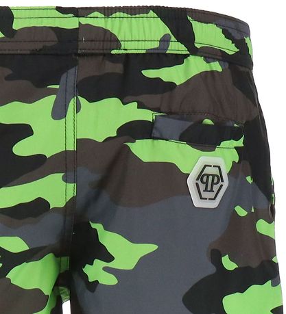 Philipp Plein Swim Trunks - Grey/Lime Camouflage