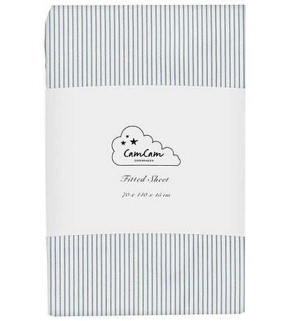 Cam Cam Bed Sheet - 60x120x15 cm - Classic+ Stripes Blue