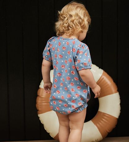 Noa Noa miniature Bodysuit s/s - Baby NealaNNM - Print Blue/Whit