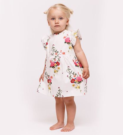 Christina Rohde Dress - White w. Flowers » Quick Shipping image.