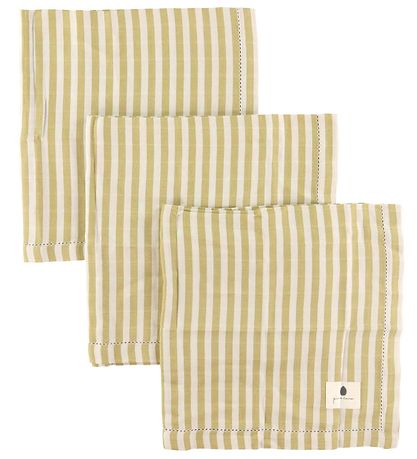 Pine Cone Muslinfilt - 3-pack - 70x70 cm - Edith - Mustard Strip