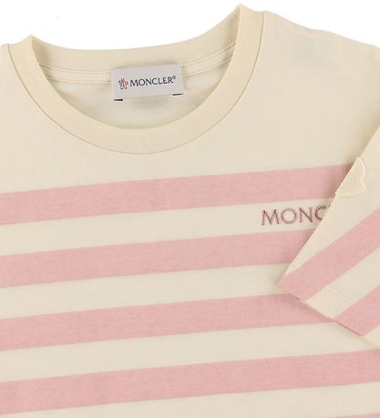 Moncler Stuttermabolur - Skera - Bleikt/Fílabeinshvítt mynstur