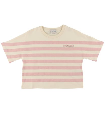 Moncler Stuttermabolur - Skera - Bleikt/Fílabeinshvítt mynstur