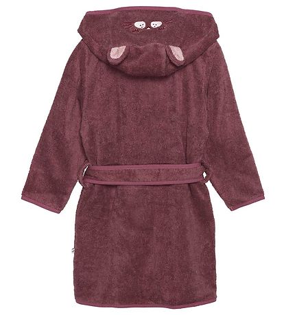 Pippi Baby Bathrobe - Old Rose w. Cat