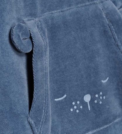Fixoni Strampler m. Body l/ä - Velours - Blue Fusion