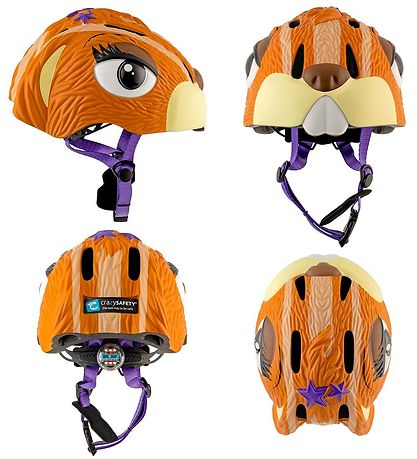 Crazy Safety Bicycle Helmet w. Light - Chipmunk - Brown
