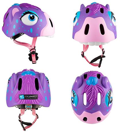 Crazy Safety Bicycle Helmet w. Light - Horse - Purple