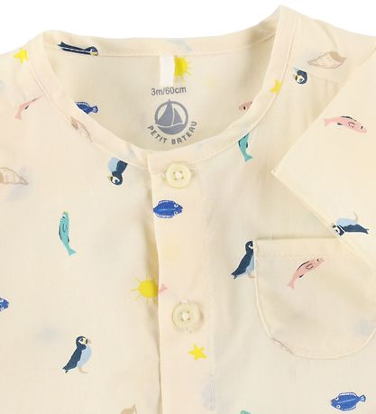 Petit Bateau Barboteuse d't - Crme av. Animaux de la mer