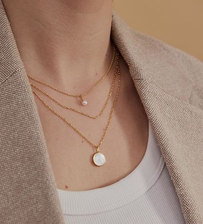 Design Letters Hanger Tot Ketting - B - Pearl Gold