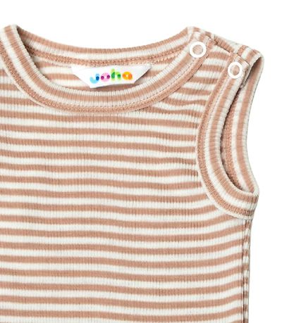 Joha Romper mouwloos - Wol/Zijde - Rib - Bruin/Wit