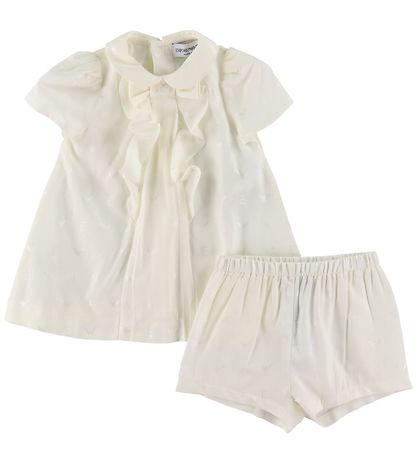 Emporio Armani Kleid m. Bloomers - Off White m. Logos