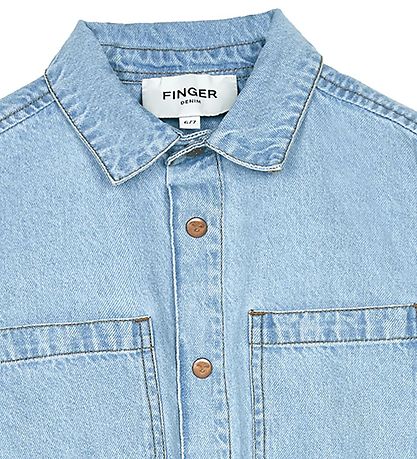 Finger In The Nose Denim Shirt - Enara - Bleached Blue